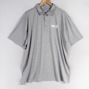 Antigua Polo Shirt Mens 2XL Gray Short Sleeve Pro X Logo Stretch Athletic Golf